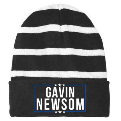 Gavin Newsom 2024 President Men Women Vote Gavin Newsom 2024 Striped Beanie with Solid Band