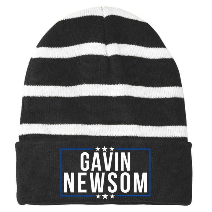 Gavin Newsom 2024 President Men Women Vote Gavin Newsom 2024 Striped Beanie with Solid Band