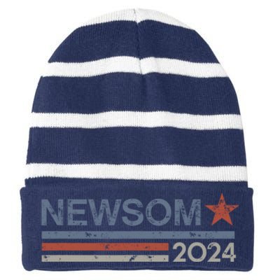 Gavin Newsom 2024 Election For President Striped Beanie with Solid Band