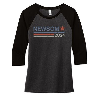 Gavin Newsom 2024 Election For President Women's Tri-Blend 3/4-Sleeve Raglan Shirt