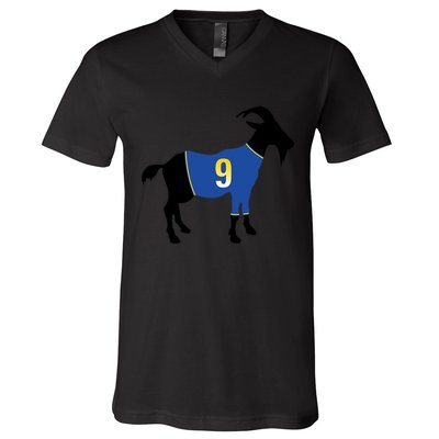 Goat Number 9 Football V-Neck T-Shirt