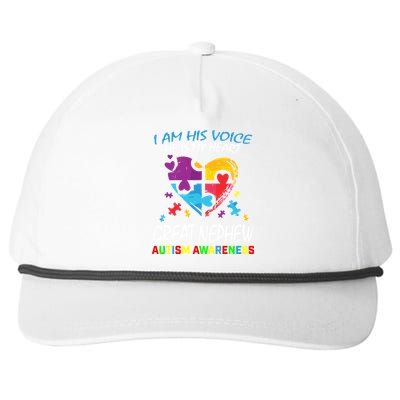 Great Nephew Autism Awareness Puzzle Piece Heart Aunt Uncle Gift Snapback Five-Panel Rope Hat