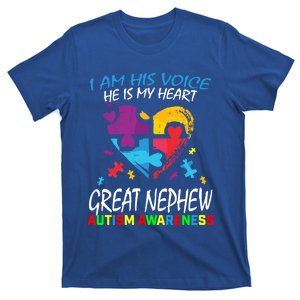 Great Nephew Autism Awareness Puzzle Piece Heart Aunt Uncle Gift T-Shirt