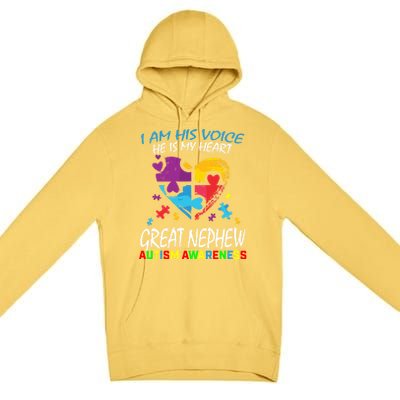 Great Nephew Autism Awareness Puzzle Piece Heart Aunt Uncle Cool Gift Premium Pullover Hoodie