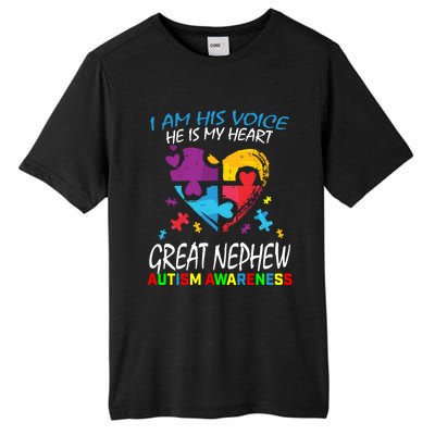 Great Nephew Autism Awareness Puzzle Piece Heart Aunt Uncle Cool Gift Tall Fusion ChromaSoft Performance T-Shirt