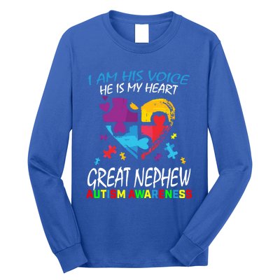 Great Nephew Autism Awareness Puzzle Piece Heart Aunt Uncle Cool Gift Long Sleeve Shirt