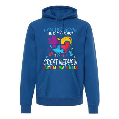 Great Nephew Autism Awareness Puzzle Piece Heart Aunt Uncle Cool Gift Premium Hoodie