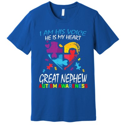 Great Nephew Autism Awareness Puzzle Piece Heart Aunt Uncle Cool Gift Premium T-Shirt