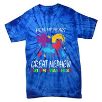 Great Nephew Autism Awareness Puzzle Piece Heart Aunt Uncle Cool Gift Tie-Dye T-Shirt