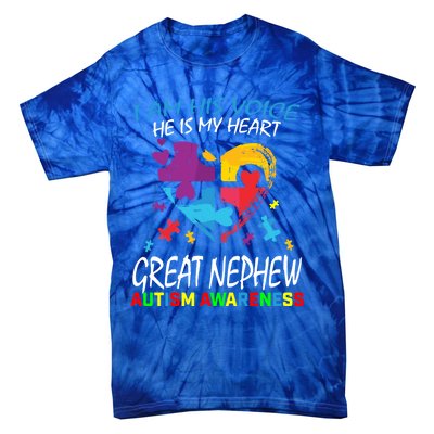 Great Nephew Autism Awareness Puzzle Piece Heart Aunt Uncle Cool Gift Tie-Dye T-Shirt