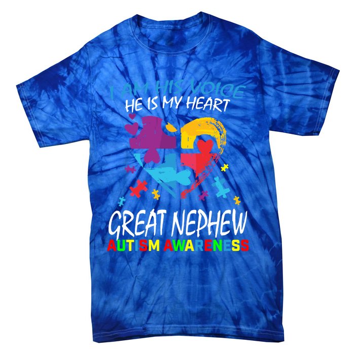 Great Nephew Autism Awareness Puzzle Piece Heart Aunt Uncle Cool Gift Tie-Dye T-Shirt