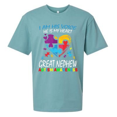 Great Nephew Autism Awareness Puzzle Piece Heart Aunt Uncle Cool Gift Sueded Cloud Jersey T-Shirt