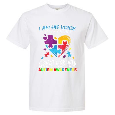 Great Nephew Autism Awareness Puzzle Piece Heart Aunt Uncle Cool Gift Garment-Dyed Heavyweight T-Shirt