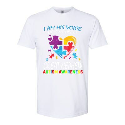 Great Nephew Autism Awareness Puzzle Piece Heart Aunt Uncle Cool Gift Softstyle CVC T-Shirt