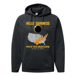 Great North American Path Of Total Solar Eclipse In April 08 Performance Fleece Hoodie