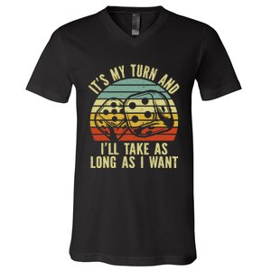 Game Night Adult Board Games ItS My Turn Long As I Want V-Neck T-Shirt