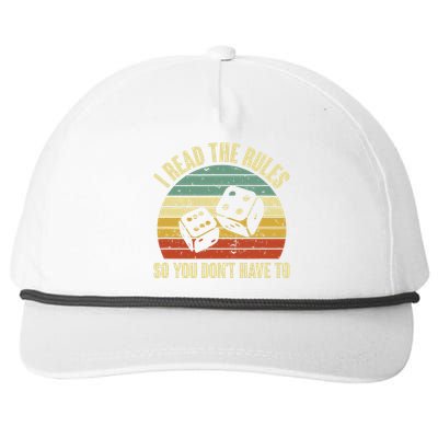 Game Night Adults Funny Board Games I Read The Rules Snapback Five-Panel Rope Hat