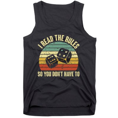 Game Night Adults Funny Board Games I Read The Rules Tank Top