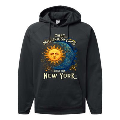 Great North American Eclipse Total Solar Eclipse Earth Moon Sun Cosmic Alignment Performance Fleece Hoodie