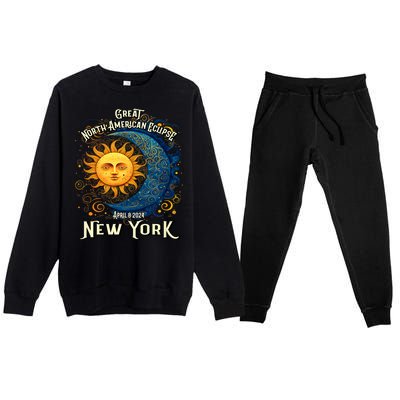 Great North American Eclipse Total Solar Eclipse Earth Moon Sun Cosmic Alignment Premium Crewneck Sweatsuit Set