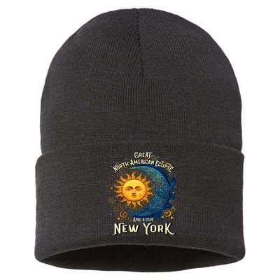 Great North American Eclipse Total Solar Eclipse Earth Moon Sun Cosmic Alignment Sustainable Knit Beanie