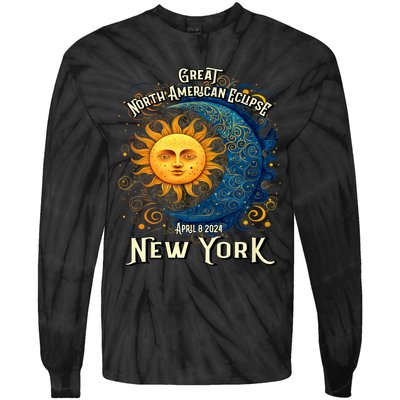 Great North American Eclipse Total Solar Eclipse Earth Moon Sun Cosmic Alignment Tie-Dye Long Sleeve Shirt