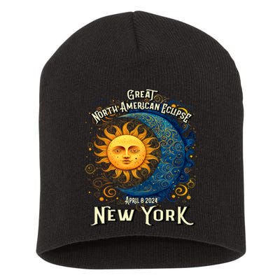 Great North American Eclipse Total Solar Eclipse Earth Moon Sun Cosmic Alignment Short Acrylic Beanie