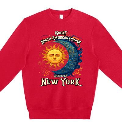 Great North American Eclipse Total Solar Eclipse Earth Moon Sun Cosmic Alignment Premium Crewneck Sweatshirt