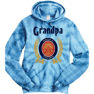 Grandpa Needs A Cold Beer Happy Fathers Day Tie Dye Hoodie