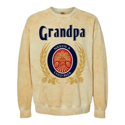 Grandpa Needs A Cold Beer Happy Fathers Day Colorblast Crewneck Sweatshirt