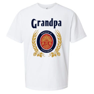 Grandpa Needs A Cold Beer Happy Fathers Day Sueded Cloud Jersey T-Shirt