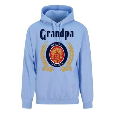 Grandpa Needs A Cold Beer Happy Fathers Day Unisex Surf Hoodie