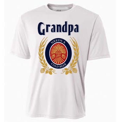 Grandpa Needs A Cold Beer Happy Fathers Day Cooling Performance Crew T-Shirt