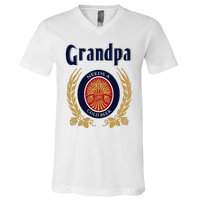 Grandpa Needs A Cold Beer Happy Fathers Day V-Neck T-Shirt