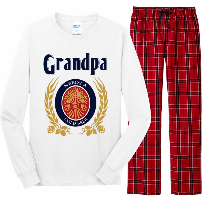 Grandpa Needs A Cold Beer Happy Fathers Day Long Sleeve Pajama Set