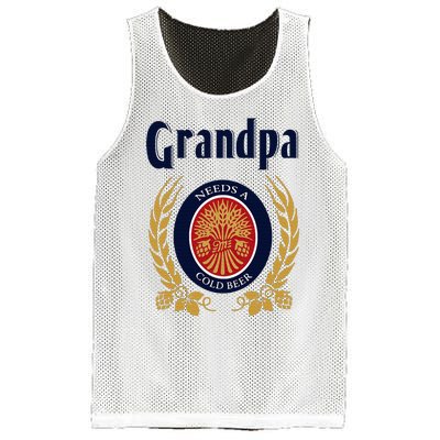 Grandpa Needs A Cold Beer Happy Fathers Day Mesh Reversible Basketball Jersey Tank