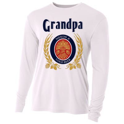 Grandpa Needs A Cold Beer Happy Fathers Day Cooling Performance Long Sleeve Crew