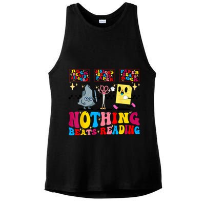 Groovy Nothing Beats Reading Rock Paper Scissors Book Lovers Ladies PosiCharge Tri-Blend Wicking Tank