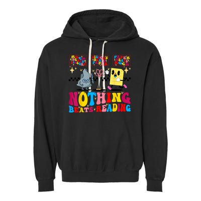 Groovy Nothing Beats Reading Rock Paper Scissors Book Lovers Garment-Dyed Fleece Hoodie