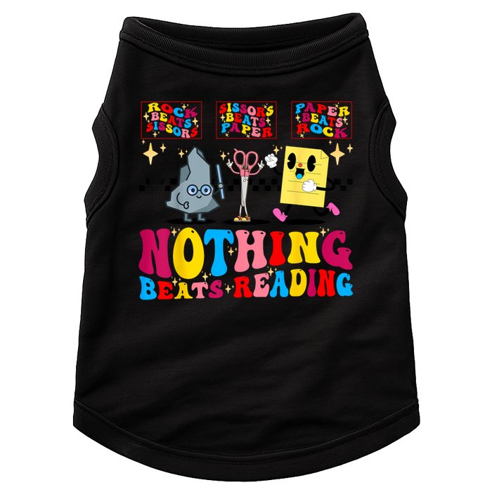 Groovy Nothing Beats Reading Rock Paper Scissors Book Lovers Doggie Tank