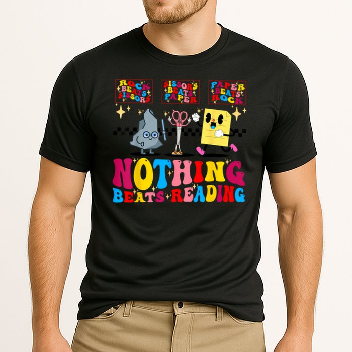 Groovy Nothing Beats Reading Rock Paper Scissors Book Lovers Performance Shirt