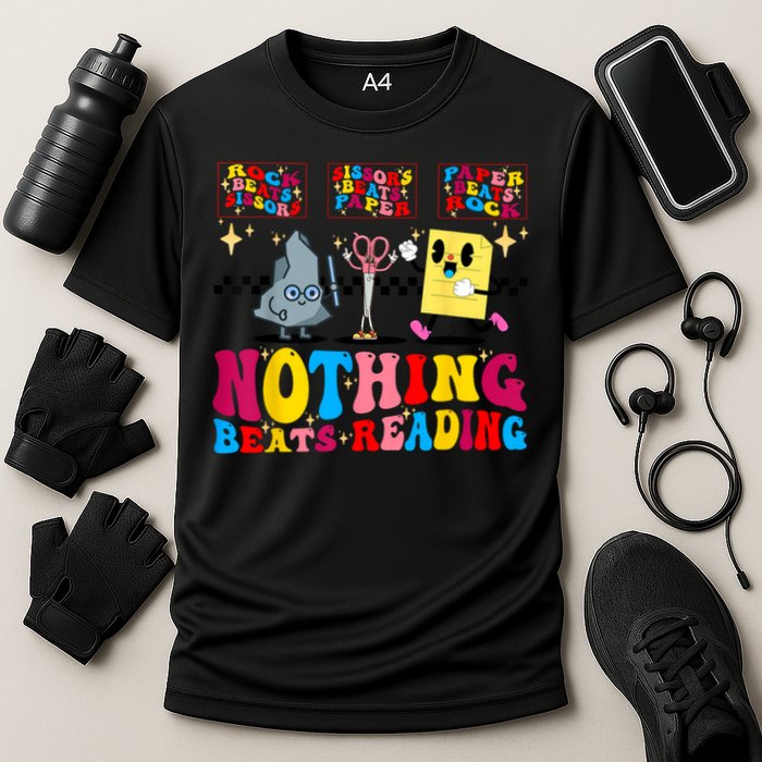 Groovy Nothing Beats Reading Rock Paper Scissors Book Lovers Performance Shirt