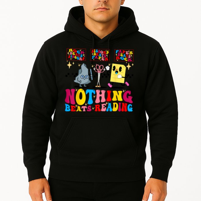 Groovy Nothing Beats Reading Rock Paper Scissors Book Lovers Hoodie