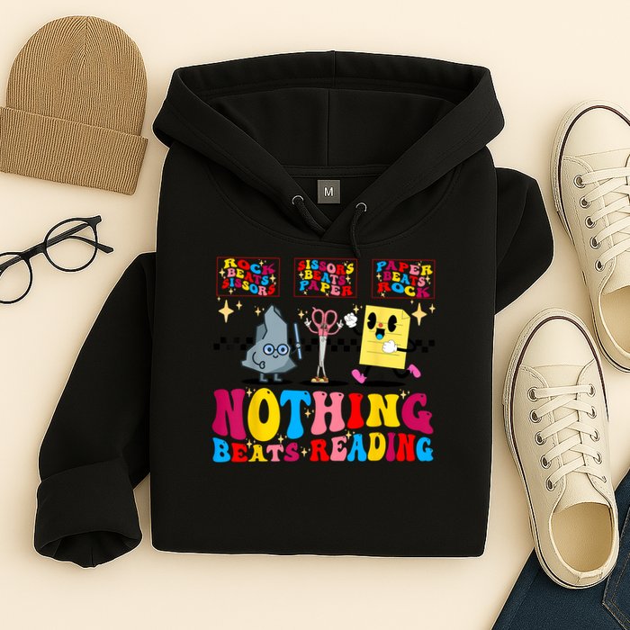 Groovy Nothing Beats Reading Rock Paper Scissors Book Lovers Hoodie