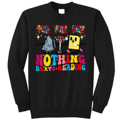 Groovy Nothing Beats Reading Rock Paper Scissors Book Lovers Sweatshirt