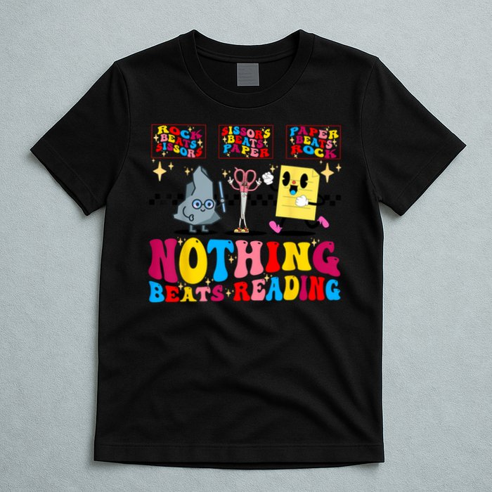 Groovy Nothing Beats Reading Rock Paper Scissors Book Lovers T-Shirt