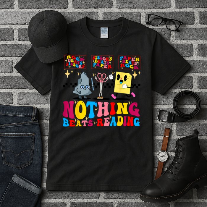 Groovy Nothing Beats Reading Rock Paper Scissors Book Lovers Tall T-Shirt
