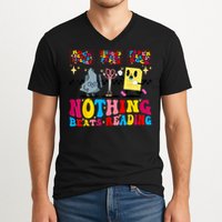 Groovy Nothing Beats Reading Rock Paper Scissors Book Lovers V-Neck T-Shirt