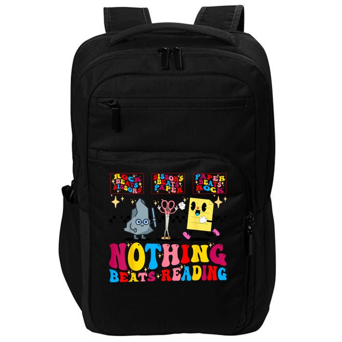 Groovy Nothing Beats Reading Rock Paper Scissors Book Lovers Impact Tech Backpack