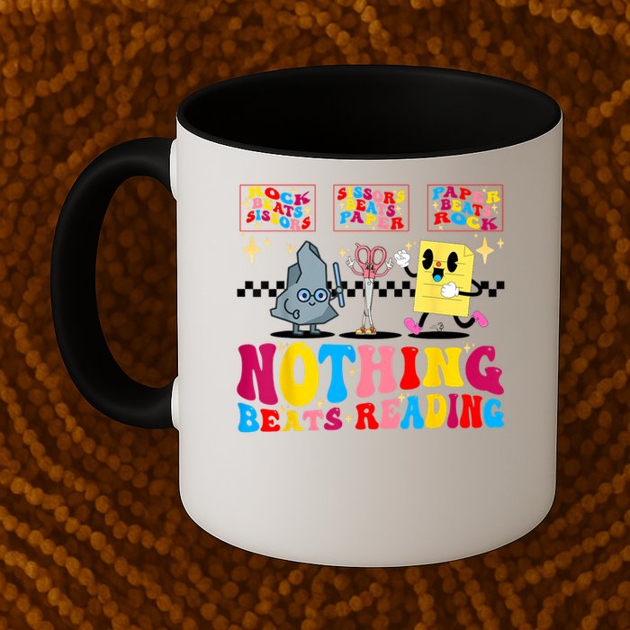 Groovy Nothing Beats Reading Rock Paper Scissors Book Lovers Mug